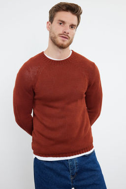 TRENDYOL MAN Kiremit Slim Fit Dar Kesim Bisiklet Yaka Reglan Kol Basic Triko Kazak TMNAW25KZ00000 - Trendyolmilla фото 64