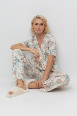 Е 20153/айвори,акварельные тропики пижама жен