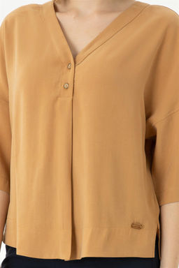 Женская рубашка светло-коричневого цвета с коротким рукавом - U.s. polo assn фото 11