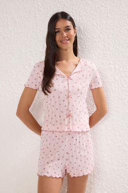 Trendyolmilla Beyaz %100 Pamuklu Cicekli Kurdele/Fiyonklu Fitilli Orme Pijama Tak?m? THMSS25PT00434 фото 19