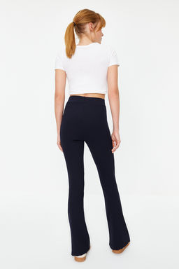 TRENDYOLMILLA Siyah Fitilli Flare/Ispanyol Paca Yuksek Bel Esnek Orme Tayt Pantolon TWOSS23PL00135 фото 13