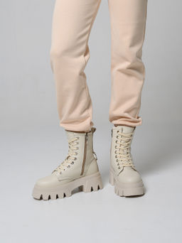 Ботинки 329.зиплайнbe.Бежевый/байка