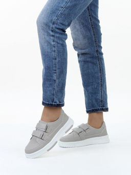 03-C138-3A GRAY Полуботинки спортивные женские (натуральная кожа)