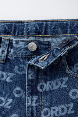 WIDE-LEG JEANS WITH TEXT PRINT - Zara фото 3