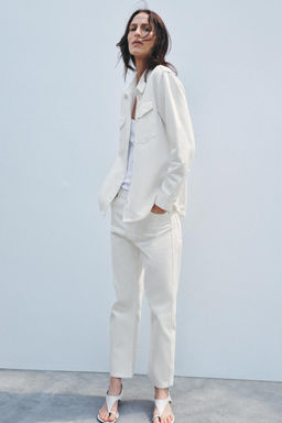 ZW COLLECTION CROPPED STRAIGHT HIGH-WAIST JEANS - Zara фото 3