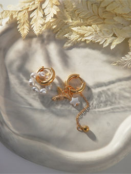 Серьги со съёмным элементом «Трансформер» птица, цвет белый в золоте