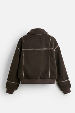 CONTRAST FAUX SHEARLING JACKET - Zara фото 23