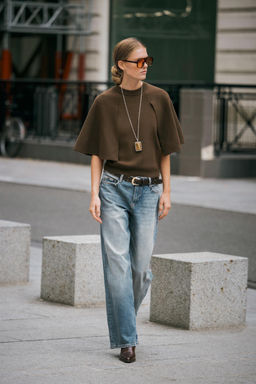 KNIT CAPE SLEEVE SWEATER