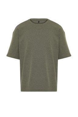 Haki Oversize K?sa Kollu Dokulu T-shirt TMNSS22TS00049