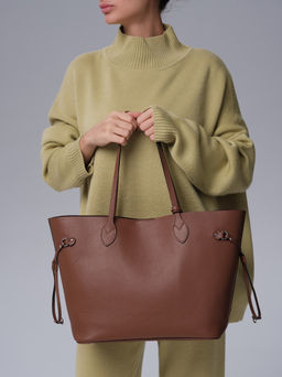 Сумка кожаная шоппер Deboro 30890 темный орех