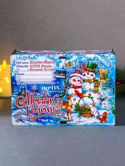 Новогодняя шкатулка подарочная Снеговики, для подарков, самосборная, 28?19.5?11 см