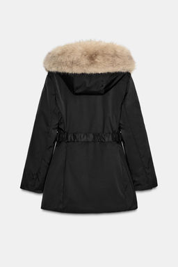 PUFFER JACKET WITH FAUX FUR HOOD, WATER AND WIND PROTECTION - Zara фото 2