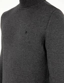 Antrasit Melanj Slim Fit Yar_m Bal_k__ Yaka Basic Triko Kazak - Pierre cardin фото 7