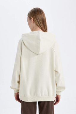 Женская толстая базовая однотонная толстая толстая базовая толстовка с капюшоном и карманом-кенгуру оверсайз широкого кроя - Defacto фото 7