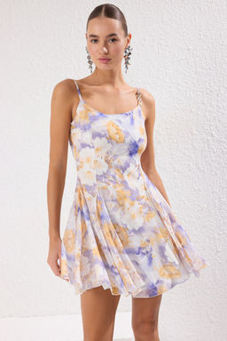 TRENDYOLMILLA Siyah A-Kesim Astarl? Dokuma Sifon K?sa Abiye Gece Elbise TPRSS23EL00033  фото 31