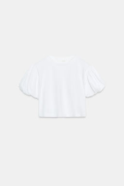 CAMISETA CROP MANGA VOLUMEN / Blanco - Zara фото 6