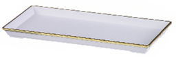 Блюдо прямоугольное 25х12,5 см / JCA125-W/G /уп 180/пластик/бело/золотой край
