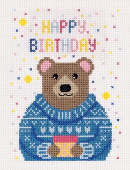 Набор для вышивания PANNA OT-7334 Открытка. Мишка с подарком 11.5 х 15 см