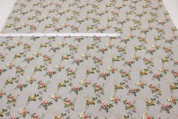 Рогожка Плетистая роза на св.сером меланже, ш.1.5м, хлопок-100%, 165гр/м.кв - Купава фото 2