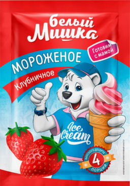 Вокруг света. Белый Мишка. Мороженое Клубничное 65 гр. мягкая упаковка