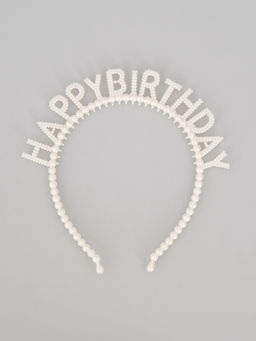 Цена за 2 шт. Ободок "Happy birthday" жемчужный