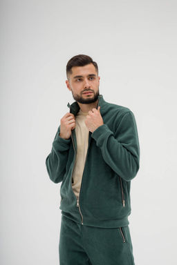 517 Костюм мужской на молнии, флис, темно-зеленый - Knitka wear фото 6