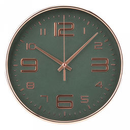 Часы настенные "Элизиум" д19,4см, h4см, мягкий ход, циферблат зеленый; цифры арабские, розовое золото; корпус пластик, розовое золото; в коробке (Китай)