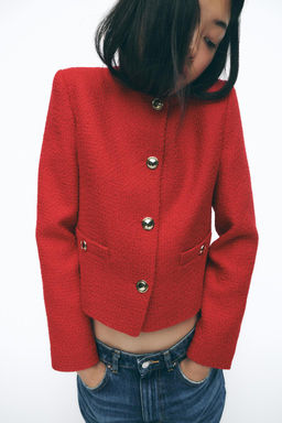 TEXTURED BLAZER WITH GOLDEN BUTTON DETAIL - Zara фото 2