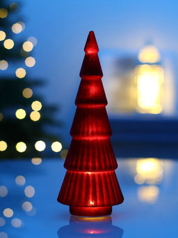 Фигура светодиодная «Ёлка красная бархатная», 5 LED, 23 см, от батареек AG13×3, свечение тёплое белое