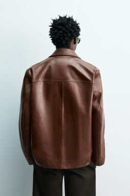 RELAXED FIT LEATHER BLAZER - Zara фото 3