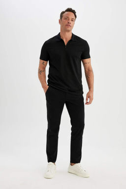 Новая футболка-поло обычного кроя на молнии с короткими рукавами - Defacto фото 2