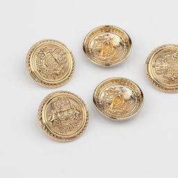 Пуговицы на ножке «Корона», металлические, d=20 мм, набор 5 шт., цвет золотой