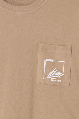 TRENDYOL MAN Vizon Oversize/Genis Kesim Cepli Dokulu Kal?n T-Shirt TMNSS25TS00079 - Trendyolmilla фото 4