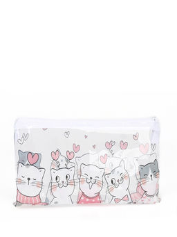 Косметичка-пенал на молнии, с рисунком Влюблённые коты, прозрачная/белая - Simaland фото 2