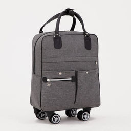 Сумка дорожная 18" на 4 колёсах, отдел на молнии, 4 наружных кармана, серая