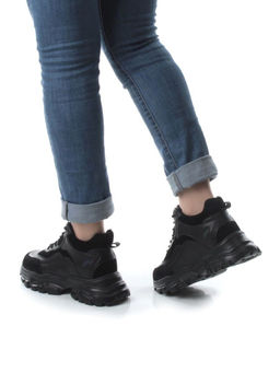 05-P99-1Z BLACK Кроссовки женские зимние (натуральная и искусственная кожа, шерсть)