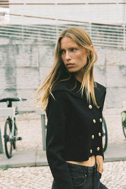 DOUBLE-BREASTED CROPPED KNIT JACKET - Zara фото 4