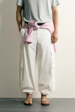 PANTAL?N JOGGER CARGO RELAXED FIT / Blanco - Zara фото 2