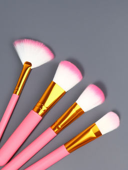 Набор кистей для макияжа COLOR POWER pink, 12 шт., футляр, розовый