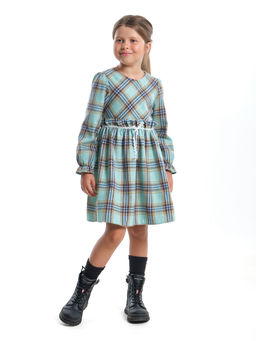 Платье для девочки нарядное UD 7351 бирюз клетка