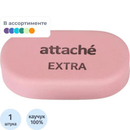 Ластик овальный Attache Extra, нат.каучук, 45x28x10мм, пастельн.ассорти  фото 2