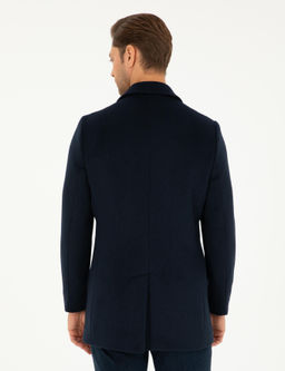 Lacivert Ekstra Slim Fit Y_n Kar___ml_ Ka_e Kaban - Pierre cardin фото 5