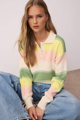 Mint Renk Bloklu Triko Kazak TWOAW22KZ0193