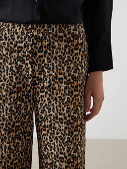 Beli Lastikli Leopar Desenli Kad?n Pantolon