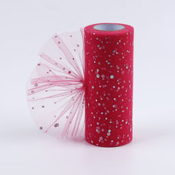 Фатин с блёстками, 15 см, 23±1 м, 11±1 г/м², ярко-розовый №61