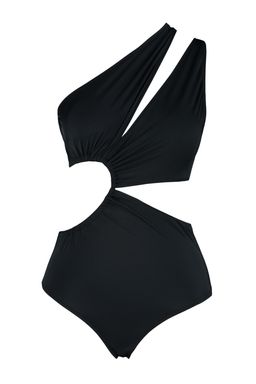 Siyah Tek Omuz Tunelli Cut Out/Pencereli Regular Core Mayokini TBESS23MA00206