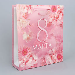Цена за 2 шт. Пакет подарочный ламинированный, упаковка, С 8 марта, цветы, M 30?26?9 см