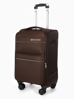 Чемодан 20",Текст,36*25*58,отд на молнии,2 нар/карм, увелич,код замок,4 колеса, коричневый   1094083