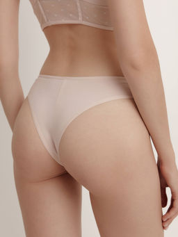 CONTE MESH&DOTS COTTON LBR 1872 Трусы бразилиана с плавной V-образной талией cream pink