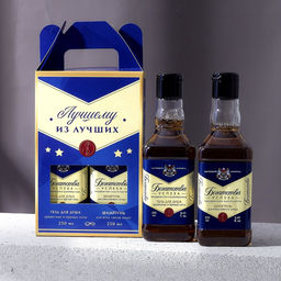 Подарочный набор «Лучшему», гель для душа и шампунь для волос виски, 2×250 мл, Чистое счастье